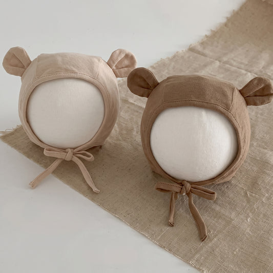 Bonnet ours bébé 🐻 — Coton doux 0-12M