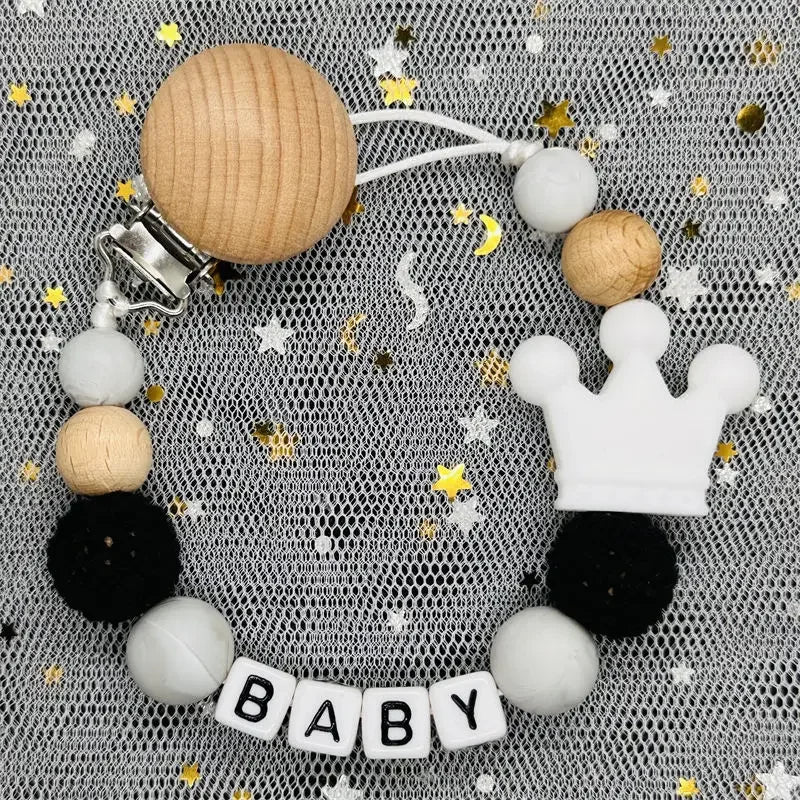 "Baby" Pacifier Clip 🍬 — Beechwood & Silicone