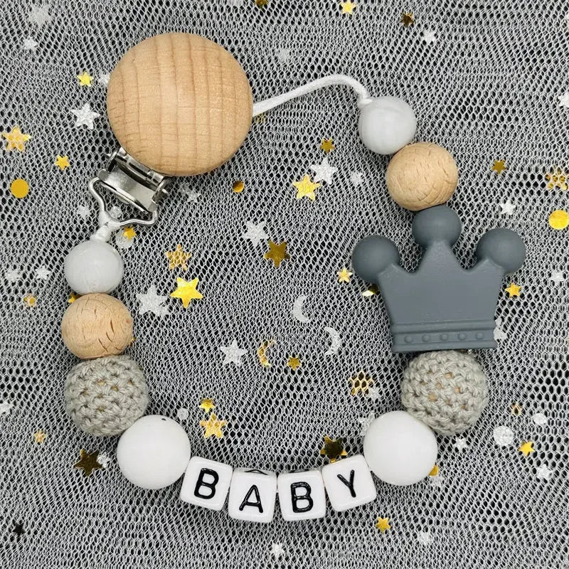 "Baby" Pacifier Clip 🍬 — Beechwood & Silicone