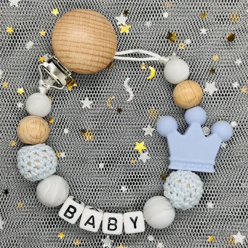 "Baby" Pacifier Clip 🍬 — Beechwood & Silicone