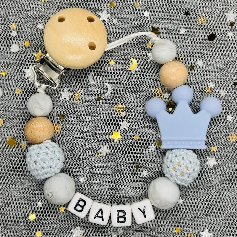 "Baby" Pacifier Clip 🍬 — Beechwood & Silicone
