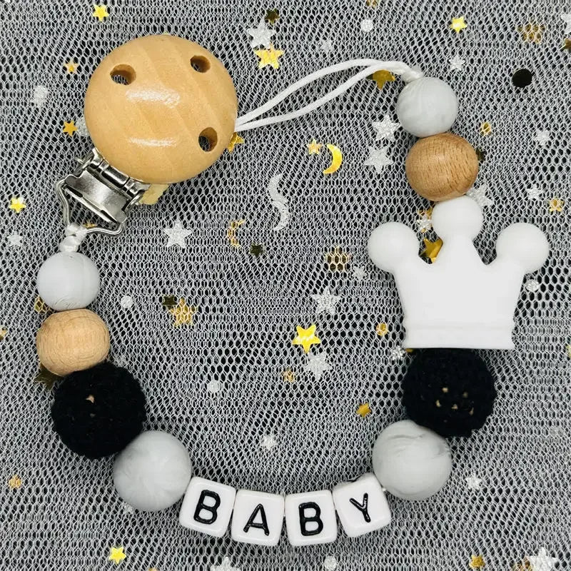 "Baby" Pacifier Clip 🍬 — Beechwood & Silicone