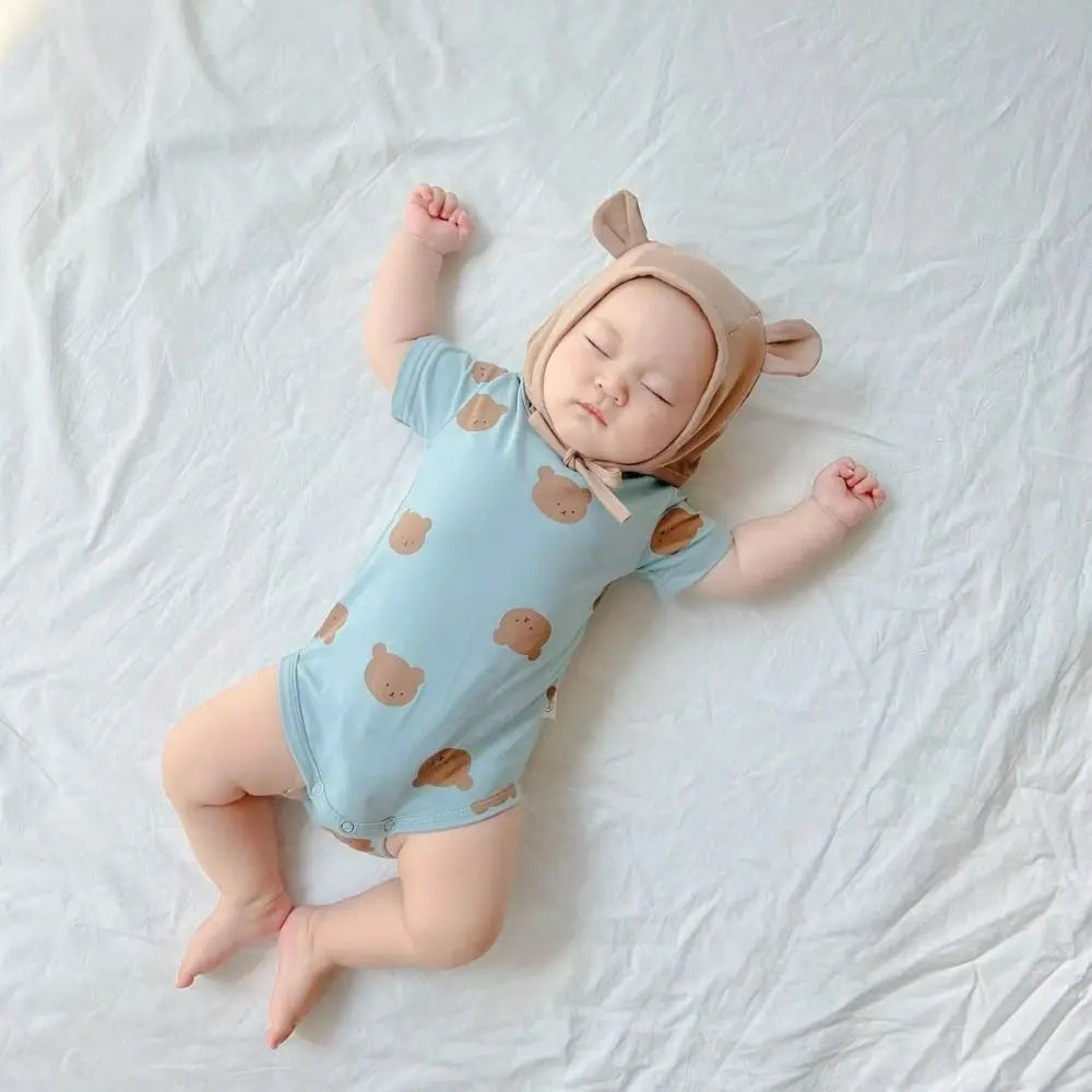 Bonnet ours bébé 🐻 — Coton doux 0-12M