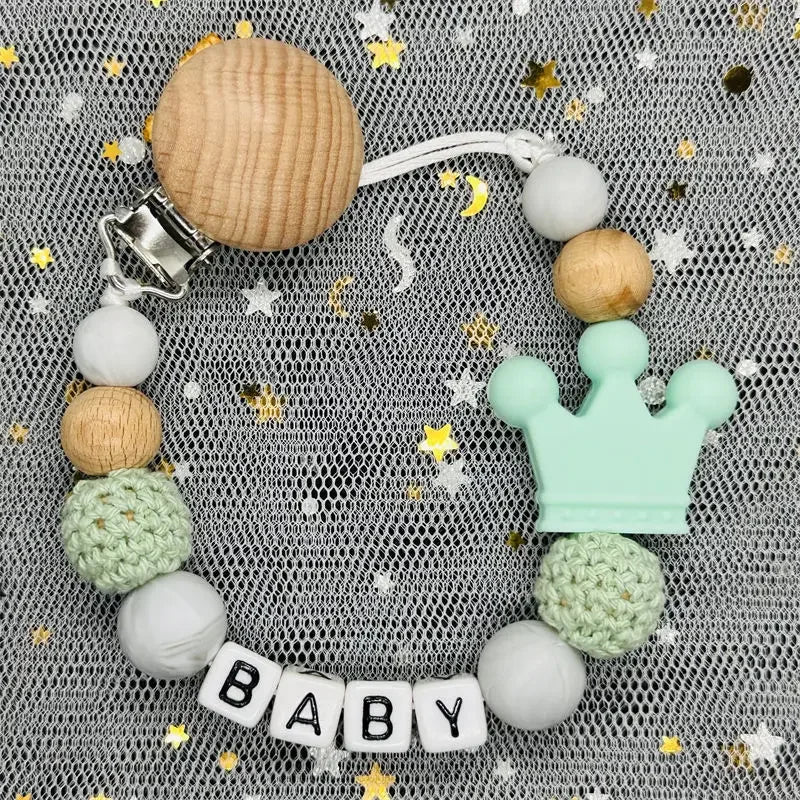 "Baby" Pacifier Clip 🍬 — Beechwood & Silicone
