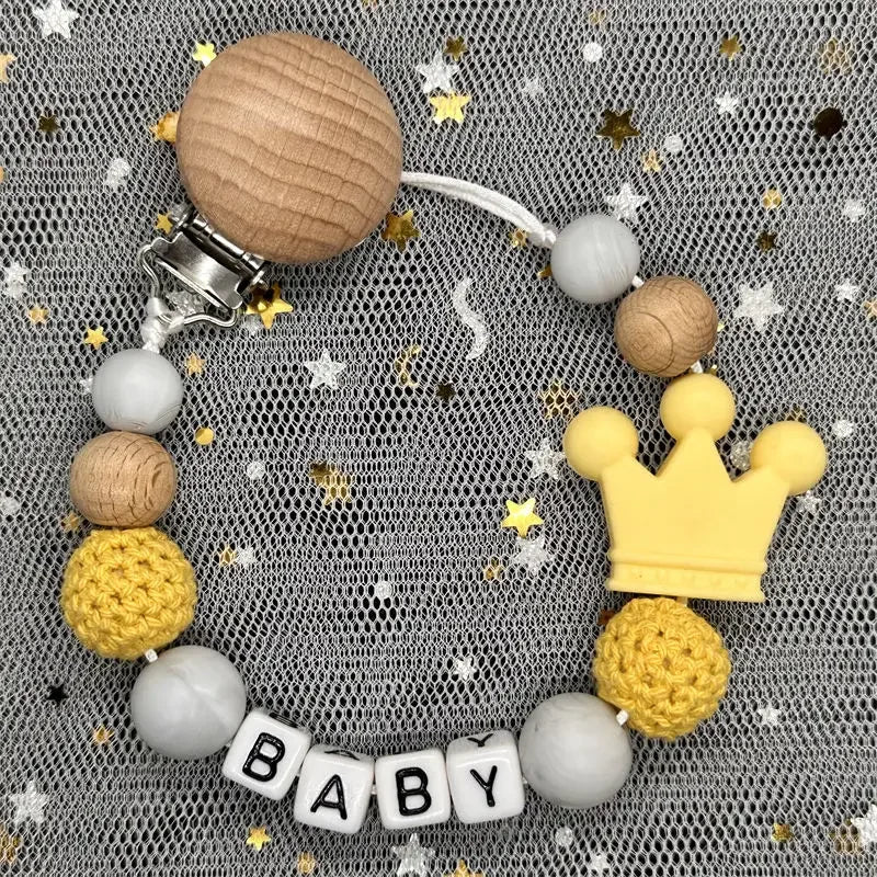 "Baby" Pacifier Clip 🍬 — Beechwood & Silicone