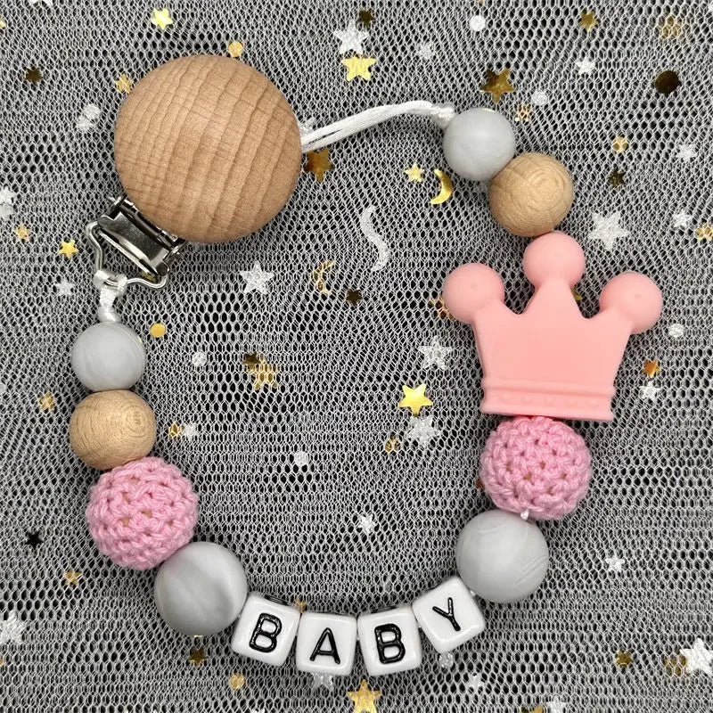 "Baby" Pacifier Clip 🍬 — Beechwood & Silicone