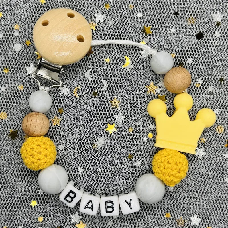 "Baby" Pacifier Clip 🍬 — Beechwood & Silicone