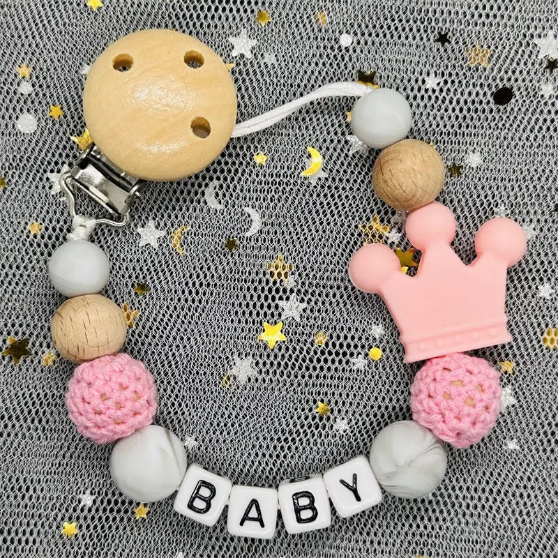 "Baby" Pacifier Clip 🍬 — Beechwood & Silicone