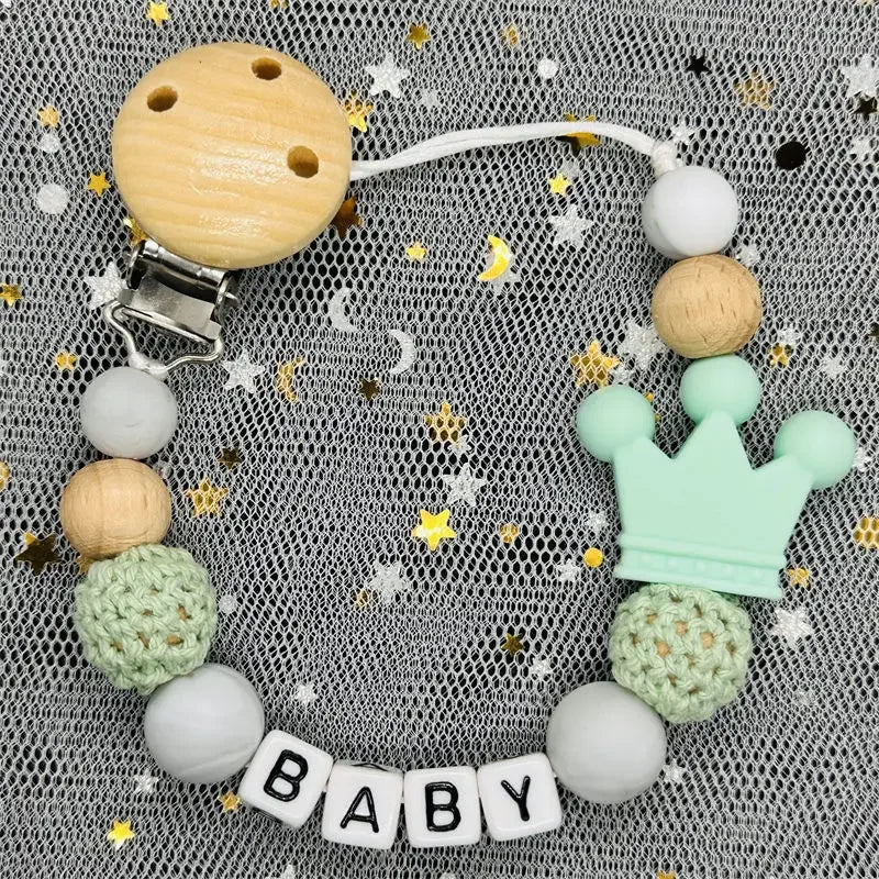 "Baby" Pacifier Clip 🍬 — Beechwood & Silicone