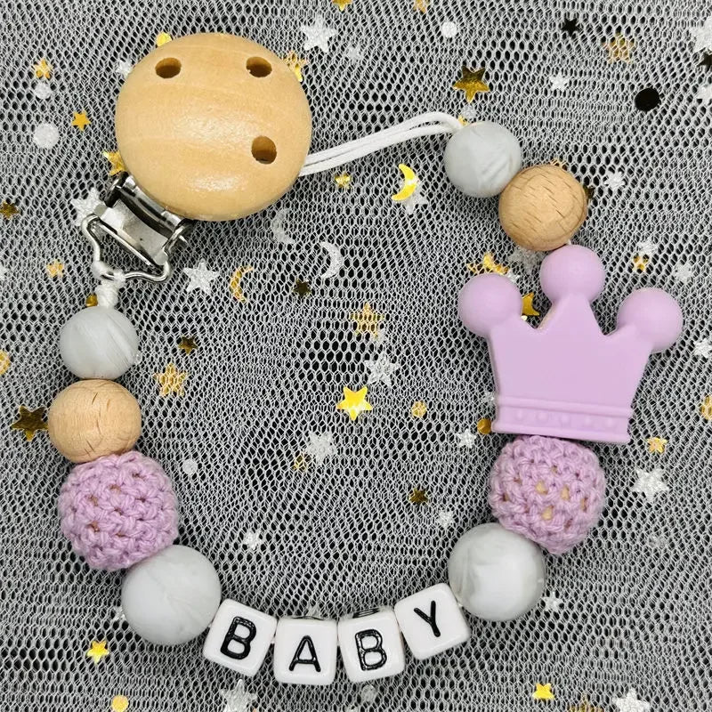 "Baby" Pacifier Clip 🍬 — Beechwood & Silicone