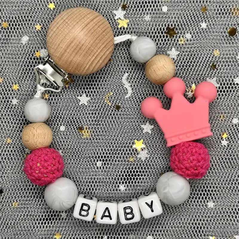 "Baby" Pacifier Clip 🍬 — Beechwood & Silicone