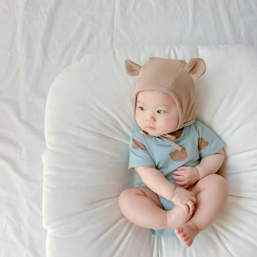 Bonnet ours bébé 🐻 — Coton doux 0-12M