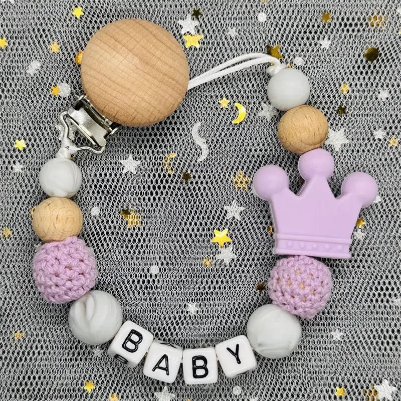 "Baby" Pacifier Clip 🍬 — Beechwood & Silicone