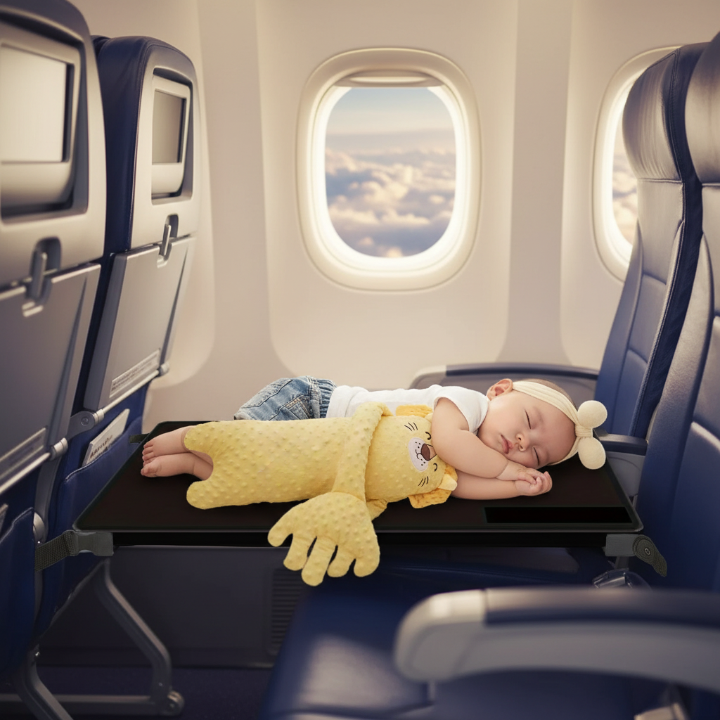 Bébé dort avec kit dodo en avion - version améliorée