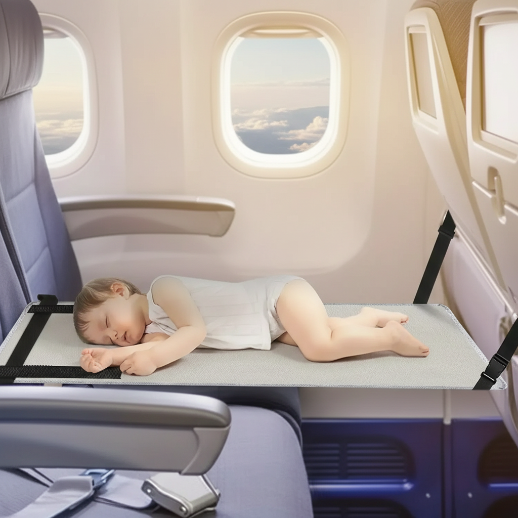 Enfant allongé sur le lit d'avion